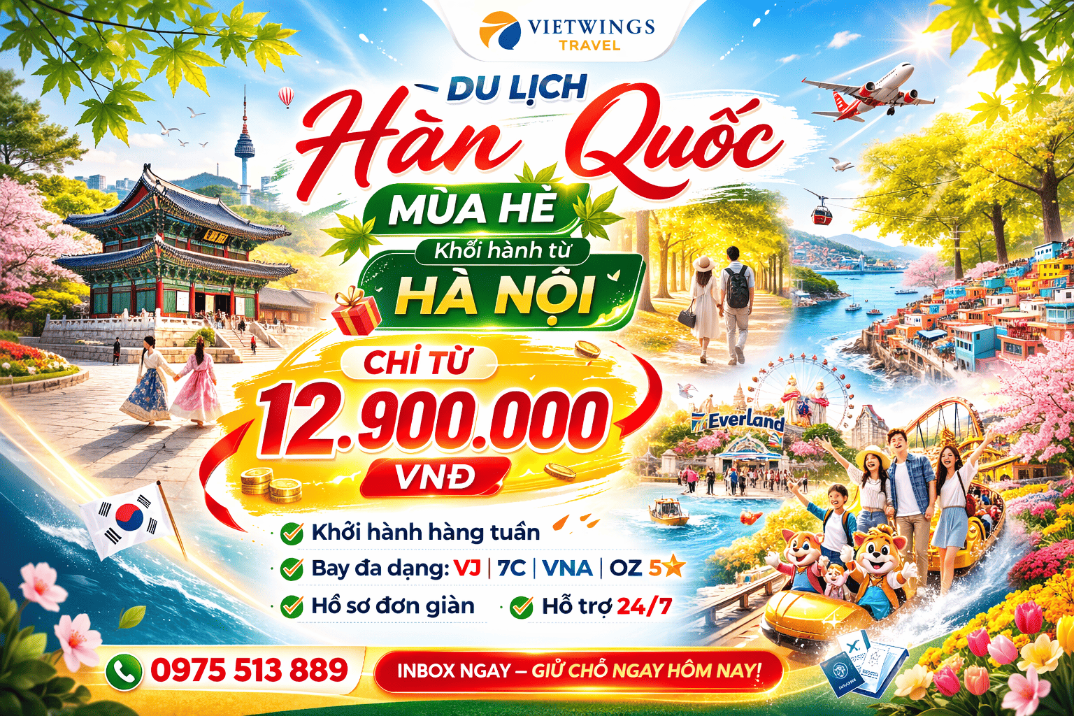 Tour Hàn Quốc Mùa Hè 2026 Khởi Hành Từ Hà Nội | Giá Tốt – Lịch Đẹp